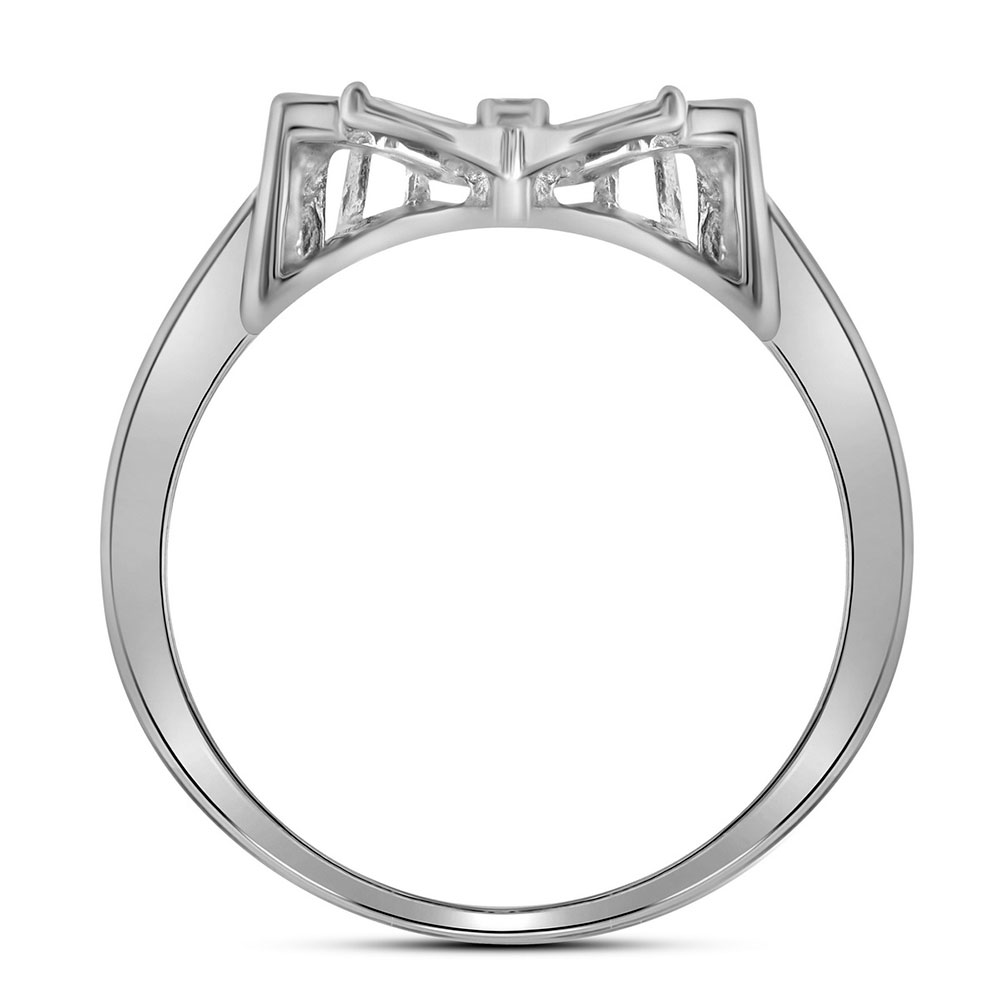 10ktd  White Gold Womens Round Diamond Butterfly Bug Cluster Fashion Ring 1/12 Cttw